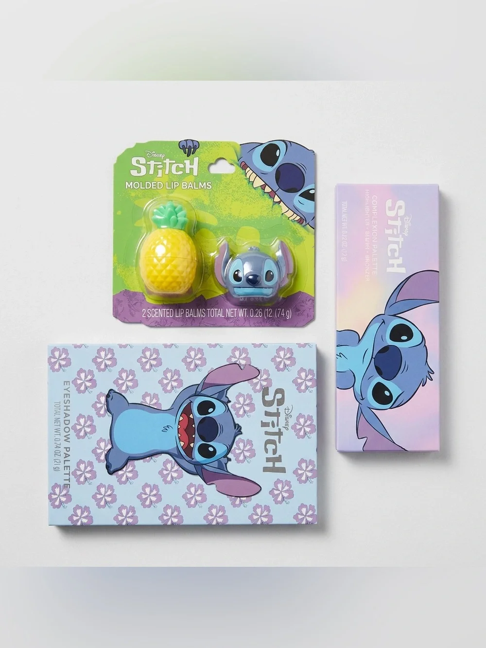 Disney Stitch 3-Piece Makeup Set Eyeshadow Face Palette & Lip Balms